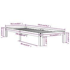 Vidaxl Posteľný rám masívne drevo 75x190 cm 2FT6 malé jednolôžko