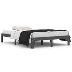 Vidaxl Rám postele, sivý, masívne drevo, 135x190 cm, 4FT6, dvojlôžková posteľ