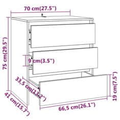 Petromila vidaXL Komoda hnedý dub 70x41x75 cm spracované drevo