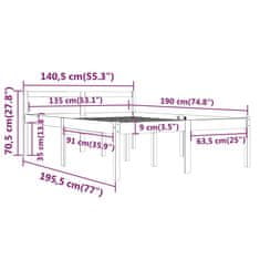 Vidaxl Rám postele, masívne borovicové drevo, 135x190 cm, 4FT6, dvojlôžko