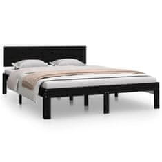 Vidaxl Rám postele, masívne drevo, čierny, 135x190 cm, dvojlôžková posteľ
