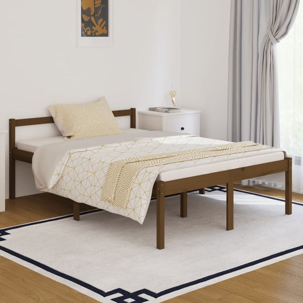 Vidaxl Rám postele, medovo hnedý, masívna borovica, 135x190 cm, jednolôžkový