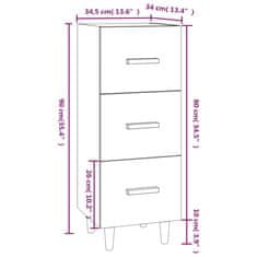 Vidaxl Komoda dub sonoma 34,5x34x90 cm spracované drevo