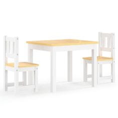 Petromila vidaXL 3-dielna súprava detského stola a stoličiek biela a béžová MDF