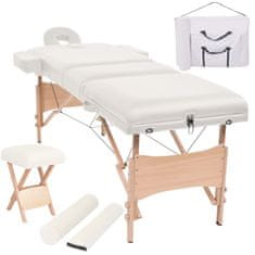 Petromila vidaXL Skladací masážny stôl, 3 zóny+stolička, 10 cm hrubá, biela