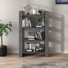 Vidaxl Regál/oddelenie na knihy, sivý, 80x35x125 cm, borovicové drevo