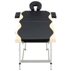 Petromila vidaXL Skladací masážny stôl, 2 zóny, hliník, čierno béžový