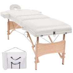 Petromila vidaXL Skladací masážny stôl, 3 zóny, 10 cm hrubý, biely