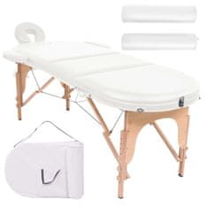 Petromila vidaXL Skladací masážny stôl, 4 cm hrubý, 2 podložky, oválny, biely