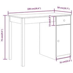 Vidaxl Stolík biely 100x50x75 cm masívne borovicové drevo