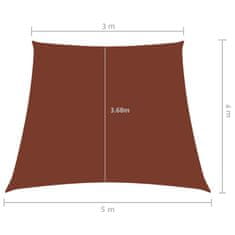 Vidaxl Tieniaca plachta, oxford, lichobežníková 4/5x3m, tehlovočervená