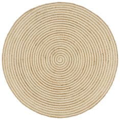 Petromila vidaXL Ručne vyrobený jutový koberec, špirálový dizajn, biely 150 cm