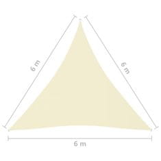 Vidaxl Tieniaca plachta, oxford, trojuholníková 6x6x6 m, krémová