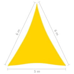 Vidaxl Tieniaca plachta oxfordská látka trojuholníková 5x6x6 m žltá