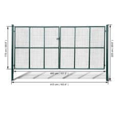 Vidaxl Záhradná brána s výplňou z pletiva 415 x 225 cm / 400 x 175 cm