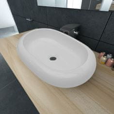 Petromila vidaXL Luxusné keramické umývadlo, oválny tvar, biele, 63 x 42 cm