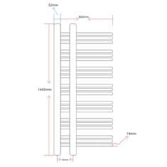 Vidaxl Rebríkový radiátor na centrálne vykurovanie, v tvare E 600x1400 mm