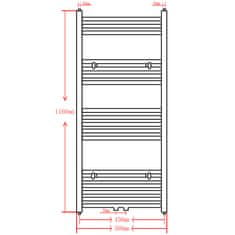 Vidaxl Čierny rebríkový radiátor na centrálne vykurovanie,zaoblený 500x1160mm