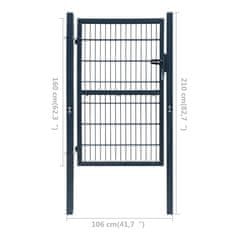 Petromila vidaXL Plotová brána 2D (jednokrídlová), antracitovo sivá 106x210 cm