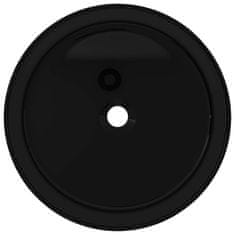 Petromila vidaXL Okrúhle keramické umývadlo, čierne, 40x15 cm