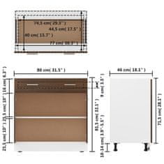 Vidaxl Spodná skrinka hnedý dub 80x46x81,5 cm spracované drevo