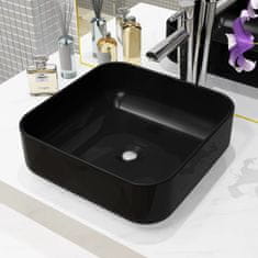 Petromila vidaXL Štvorcové keramické umývadlo, čierne, 38x38x13,5 cm