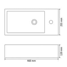 Petromila vidaXL Keramické umývadlo s otvorom obdĺžnikové čierne 46x25,5x12 cm