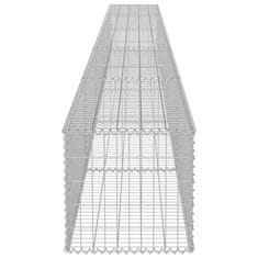 Vidaxl Gabiónová stena s krytmi, pozinkovaná oceľ 600x50x50 cm