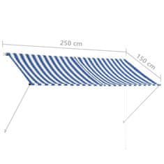 Vidaxl Zaťahovacia markíza 250x150 cm modro-biela