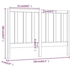 Vidaxl Čelo postele čierne 156x4x100 cm masívna borovica