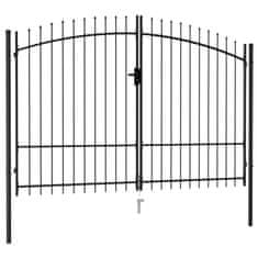 Petromila vidaXL Dvojkrídlová plotová brána s hrotmi, oceľ 3x1,75 m, čierna