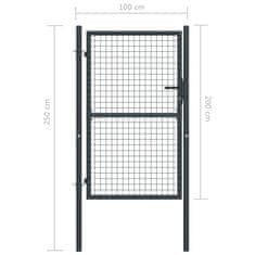 Petromila vidaXL Záhradná brána, pletivo, pozinkovaná oceľ 100x250 cm, sivá