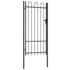 Petromila vidaXL Jednokrídlová plotová brána s oblúkom, oceľ 1x2 m, čierna