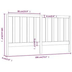 Vidaxl Čelo postele čierne 186x4x100 cm masívna borovica