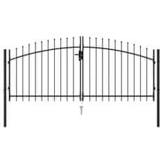 Petromila vidaXL Dvojkrídlová plotová brána s hrotmi, oceľ 3x1,25 m, čierna