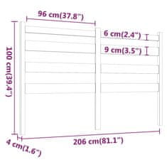 Vidaxl Čelo postele, medovo hnedá 206x4x100 cm, masívne borovicové drevo