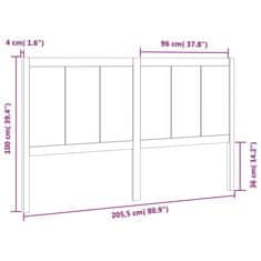 Vidaxl Čelo postele čierne 205,5x4x100 cm masívna borovica