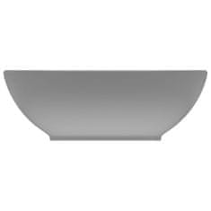 Vidaxl Luxusné oválne umývadlo matné svetlo sivé 40x33 cm keramické