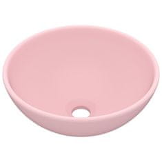 Petromila vidaXL Luxusné umývadlo, okrúhle, matné ružové 32,5x14 cm, keramika
