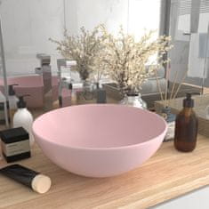 Petromila vidaXL Umývadlo do kúpeľne, keramika, matné ružové, okrúhle