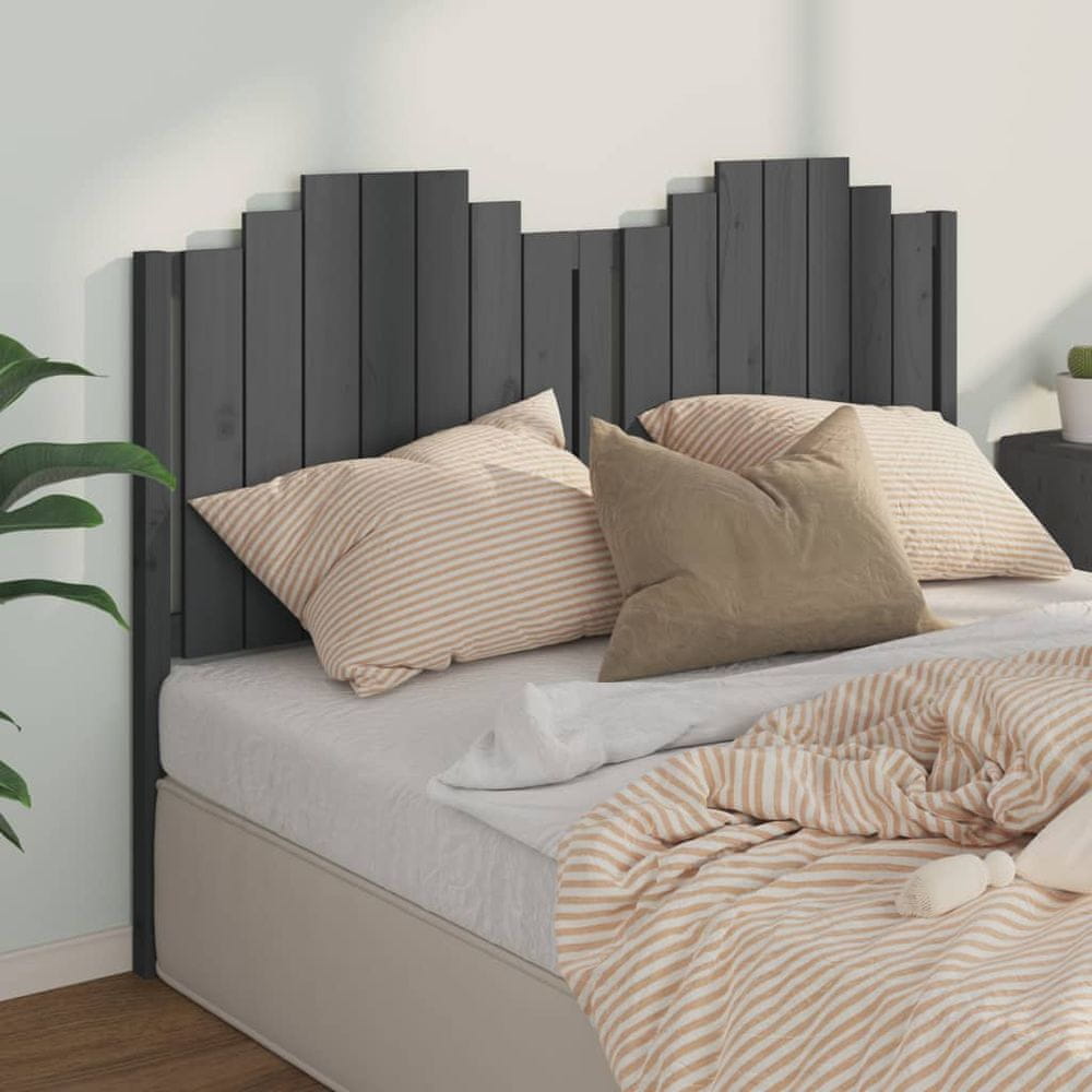 Vidaxl Čelo postele, sivé, 156x4x110 cm, masívne borovicové drevo
