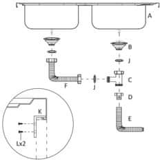 Vidaxl Kuchynský drez s dvomi vaničkami strieborný 1200x600x155 mm nehrdzavejúca oceľ