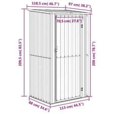 Vidaxl Záhradná kôlňa zelená 118,5x97x209,5 cm pozinkovaná oceľ