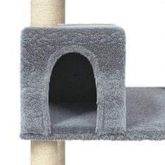 Vidaxl Škrabadlo pre mačky so sisalovými stĺpikmi, svetlo sivé, 141 cm