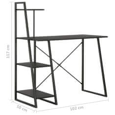 Vidaxl Písací stôl s policami, čierny 102x50x117 cm
