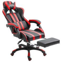 Vidaxl Herná stolička s opierkou na nohy, červená, umelá koža