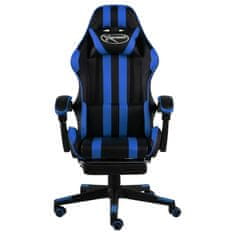 Vidaxl Herná stolička s opierkou na nohy čierna a modrá umelá koža