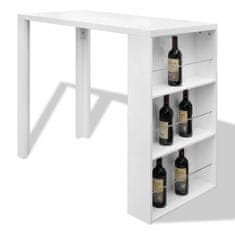 Petromila vidaXL Barový stolík, MDF, so stojanom na víno, vysoký lesk, biely 