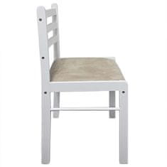 Vidaxl Jedálenské stoličky 2 ks, biele, kaučukový masív a zamat