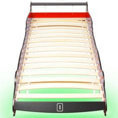Petromila vidaXL Detská posteľ s LED, pretekárske auto, 90x200 cm, červená